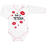 Body dlouhý rukáv s vtipným textem Baby Nellys, Bola tu TETIČKA, vel. 68; 68 (3-6m)