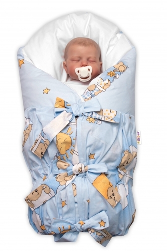 Náhradní povlak na péřovou zavinovačku MAXI LALLY Baby Nellys,Medvídek na žebříku, modrý; 85x85