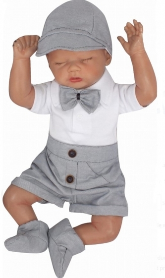 Z&Z 3-dílná sada Elegant Boy, body kr. rukáv, kraťásky a motýlek , šedá, vel. 74; 74 (6-9m)