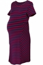 Be MaaMaa Těhotenské proužkované šaty s kr. rukávem - granát/bordo, vel. L; L (40)