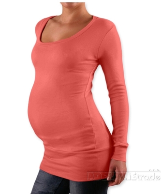 Be MaaMaa Triko, tunika nejen pro těhotné Nelly - koral; L/XL