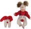 Z&Z Dětský pletený Vánoční overálek Baby Sob, červený, vel. 80; 80 (9-12m)