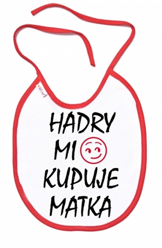 Nepromokavý bryndáček, 24 x 27 cm, Hadry mi kupuje matka, bílý