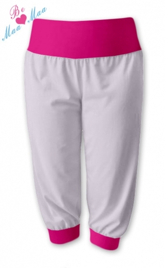 Be MaaMaa Sportovní 3/4 legíny CAPRI - bílá/růžová; S/M