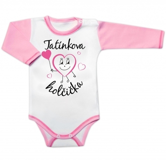 Body dlouhý rukáv s vtipným textem Baby Nellys, Tatínkova holčička, vel. 80; 80 (9-12m)