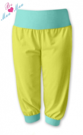 Be MaaMaa Sportovní 3/4 legíny CAPRI - žlutá/máta; S/M