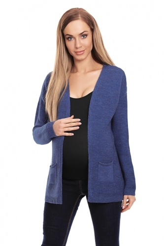 Be MaaMaa Těhotenský svetřík, kardigan s kapsami - jeans; XS/S