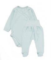 Zavinovací body dl. rukáv + polodupačky s žebrovaným vzorem, 2D sada MBaby, mátové; 56 (1-2m)