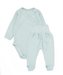 Zavinovací body dl. rukáv + polodupačky s žebrovaným vzorem, 2D sada MBaby, mátové; 56 (1-2m)