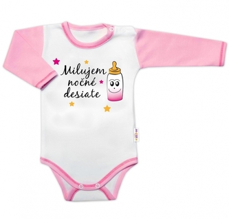 Body dl. rukáv s vtip. textem Baby Nellys,  Milujem nočné desiate, vel. 80, holka; 80 (9-12m)