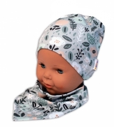 Baby Nellys Dvouvrstvá čepice + šátek Palouček, mátová, 92/98; 92/98 (18-36m)