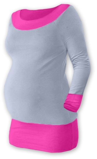 Be MaaMaa Těhotenska tunika DUO - šedá/růžová; L/XL