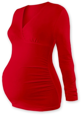 JOŽÁNEK Těhotenské triko/tunika dlouhý rukáv EVA - červené; L/XL