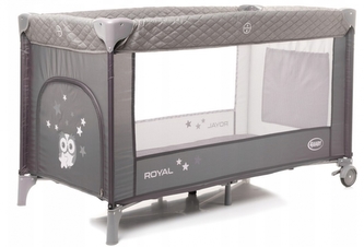 Cestovní postýlka 4 BABY,  Royal Sovička - šedá