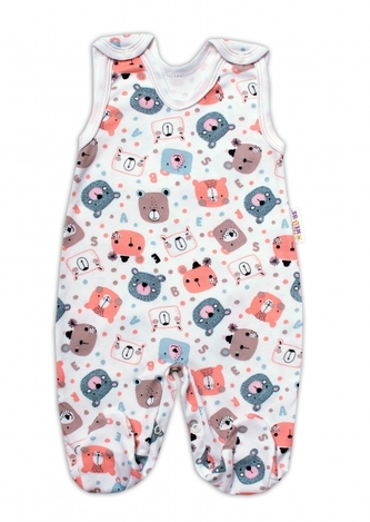 Baby Nellys bavlněné dupačky New Teddy, růžová barva, vel. 74; 74 (6-9m)
