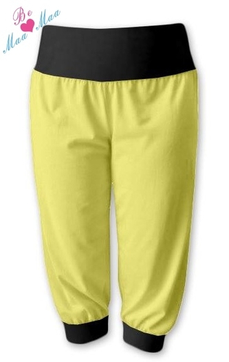 Be MaaMaa Sportovní 3/4 legíny CAPRI - žlutá/černá; S/M