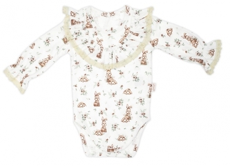 Body dlouhý rukáv s krajkovým volánkem, Bunny, Nicol, krémové, vel. 80; 80 (9-12m)