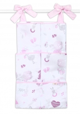 Baby Nellys Kapsář na postýlku 6 kapes, New Love Baby - růžová