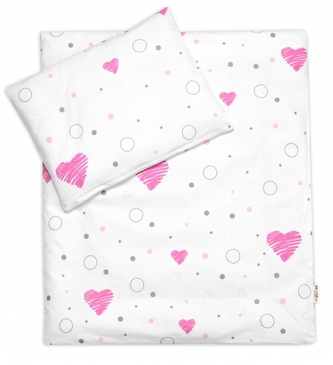 Sada do kočárku s výplní, I love Girl Baby Nellys, růžová/bílá Sada do kočárku s výplní, I love Girl Baby Nellys, růžová/bílá