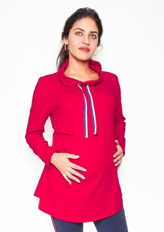 Be MaaMaa Těhotenské triko/mikina se stojáčkem Nova - červené, vel. XL; XL (42)