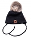 Zimní,podzimní bavlněná dvouvrstvá čepice s bambulí na zavazování Star, černá, vel. 80/86; 80/86 (12-18m)