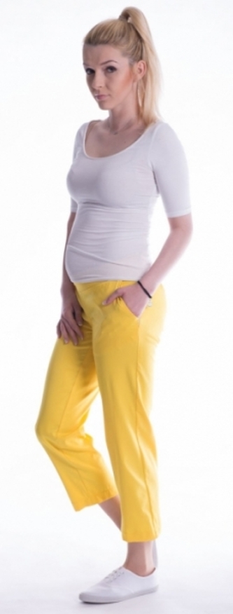 Be MaaMaa Těhotenské 7/8 bederní kalhoty - žluté, vel. M; M (38)