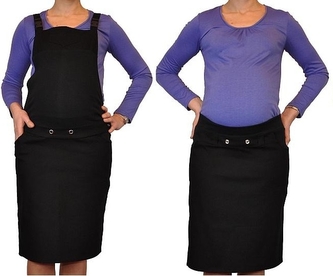 Be MaaMaa Těhotenské šaty/sukně s láclem - černé; XXXL (46)