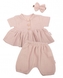 Baby Nellys 3-dílná mušelínová soupr., tunika/halenka, kraťasky, čelenka, béžová, vel. 68; 68 (3-6m)