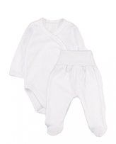 Zavinovací body dl. rukáv + polodupačky s žebrovaným vzorem, 2D sada MBaby, bílé