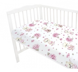 Dětské bavlněné prostěradlo do postýlky, Míša Baletka - růžová; 120x60