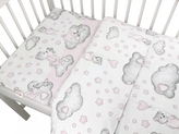 Baby Nellys 2-dílné bavlněné povlečení, Teddy on the sky - růžové, 135 x 100; 135x100