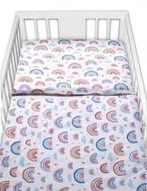 Bavlněné povlečení do postýlky, Duha, pastelová/bílá, Baby Nellys; 120x90