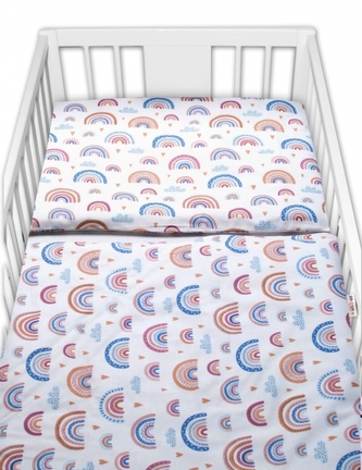 Bavlněné povlečení do postýlky, Duha, pastelová/bílá, Baby Nellys; 120x90