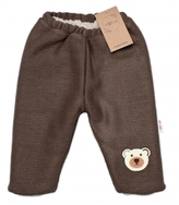 Oteplené pletené kalhoty Teddy Bear, Baby Nellys, dvouvrstvé, hnědé; 68/74 (6-9m)