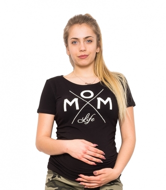Be MaaMaa Těhotenské triko Mom Life - černá, vel. S;  S (36)