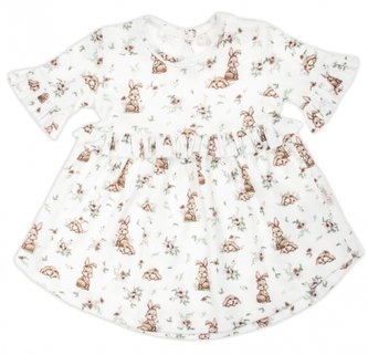 Šatičky krátký rukáv s volánky, Nicol, Bunny - krémové, vel. 80; 80 (9-12m)