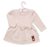 Dětské bavlněné šatičky s mašličkou Baby Nellys - béžové, vel. 80; 80 (9-12m)