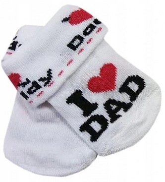 Kojenecké bavlněné ponožky I Love Dad, bílé s potiskem, vel. 80/86; 80/86 (12-18m)