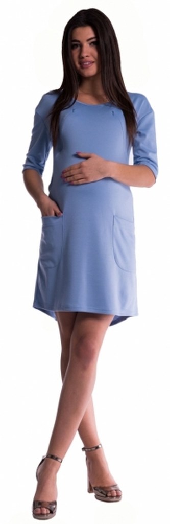 Be MaaMaa Těhotenské a kojící šaty - sv. modré; XL (42)