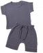 Baby Nellys 2-dílná mušelínová soupravička, tričko + kraťasky BOY, granát, vel. 68; 68 (3-6m)