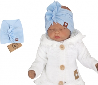 Z&Z Stylová bavlněná Čelenka/Turban, sv. modrá, vel. 68/80; 68-80 (6-12m)