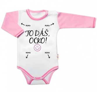 Body dlouhý rukáv s vtipným textem Baby Nellys, TO DÁŠ OCKO, holka; 56 (1-2m)