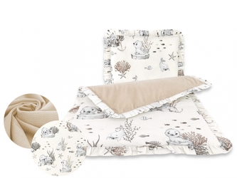 2-dílná sada s volánkem do kočárku bavlna + Velvet, Lachtánek - béžová 2-dílná sada s volánkem do kočárku bavlna + Velvet, Lachtánek - béžová