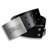 Opasek kožený přezka POLICIE 45 mm vojenský ČERNÝ vel.120 cm