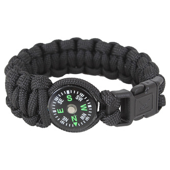 Náramek SURVIVAL PARACORD s kompasem ČERNÝ vel.7