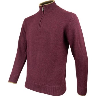 Svetr ASHCOMBE se zipem jehněčí vlna PLUM vel.M
