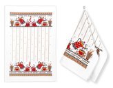 Kuchyňská utěrka 1ks - latte - červená, béžová - 40x60 cm