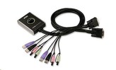ATEN přepínač KVM 2-port DVI KVMP USB2.0, mini, audio, 1.2m kabely