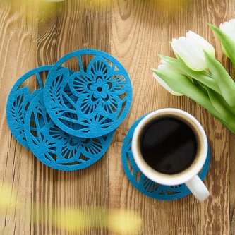 Podtácek pod hrnek sada 4 ks | TONEL | tmavě modrá | 11.5 cm | 884516 Homla