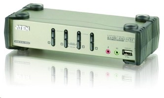 ATEN přepínač 4-port KVMP USB+PS/2, usb hub, audio, OSD, 1.2m kabely